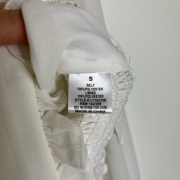 E.ssue White Blouse Small Bridal Brunch Ruffle Top Balletcore Coquette - Picture 8 of 11